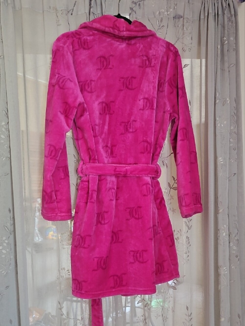 Juicy Couture Plush Shawl Collar Robe - Bright Pink - Picture 2 of 3